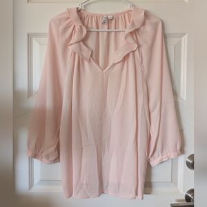 Elle Light Pink Ruffle Blouse